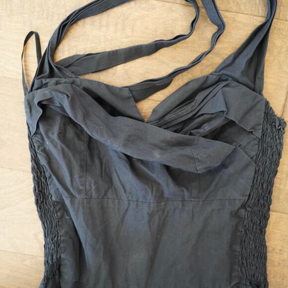 Trashy Diva Fit & Flare Dress Women Large Black Smocked Trim Wide Strap Back Zip - Picture 7 of 8